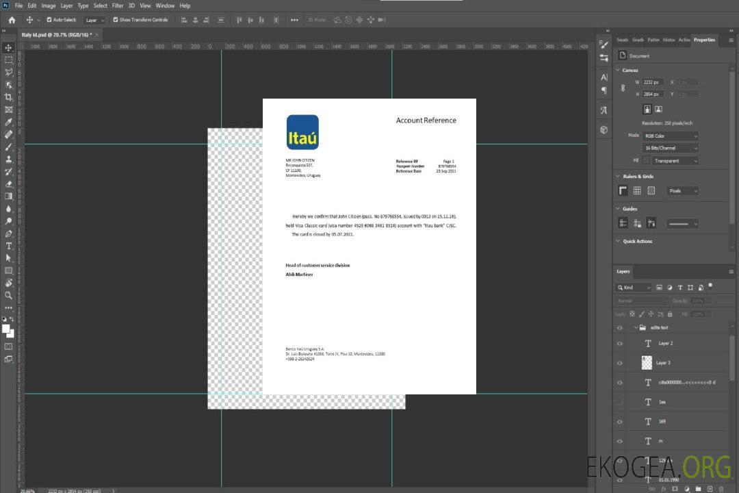 Référence Uruguay , Itau bank , closure template